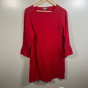Habitat Core Travel City Dress Size Small Red Bell Sleeves Minimal Lagenlook